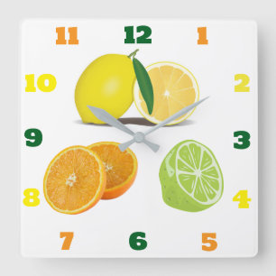 Reloj de pared de frutas de cítricos