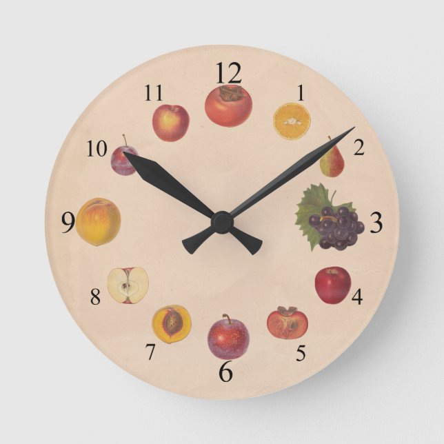 Reloj de pared de frutas de cosecha (Anverso)