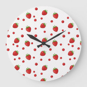Reloj de pared de frutas de fresas de verano