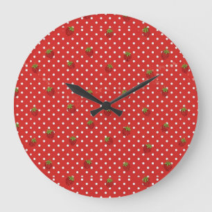 Reloj de pared de frutas de fresas de verano