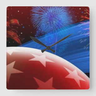 Reloj de pared de fuegos artificiales de estrellas