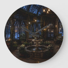 Reloj de pared de fuente de vidrio de Navidad