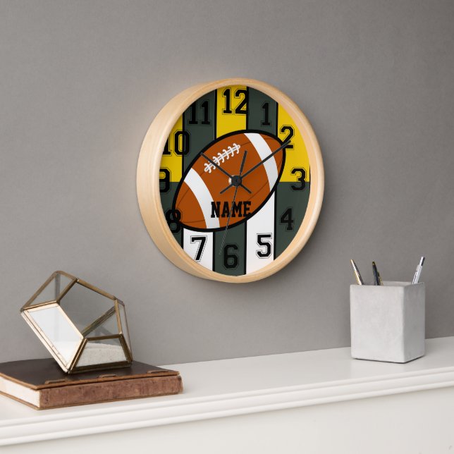 Reloj de pared de fútbol de color Green Bay (Oficina)