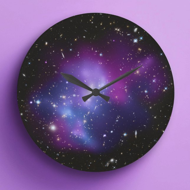 Reloj de pared de galaxia púrpura (Purple Galaxy Cluster Wall Clock)