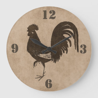 Reloj de pared de gallo de campo rubio marrón