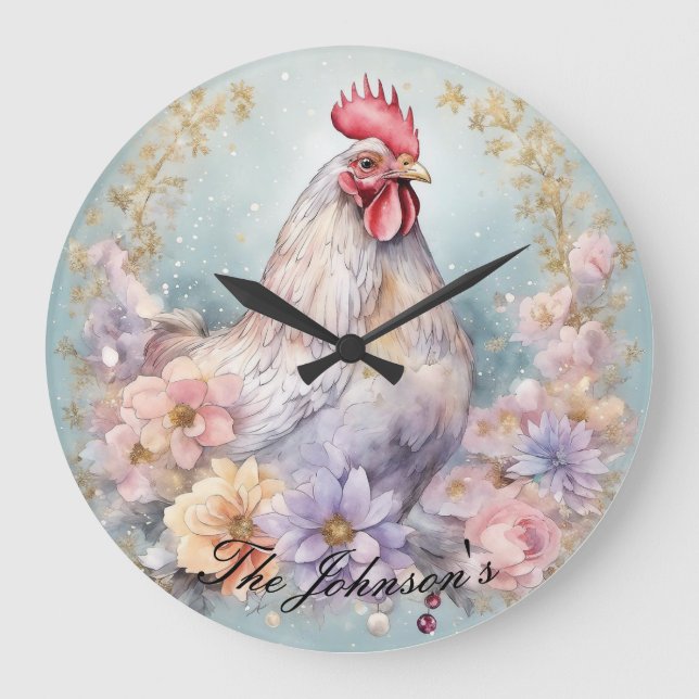 Reloj de pared de gallo de cultivo (Anverso)