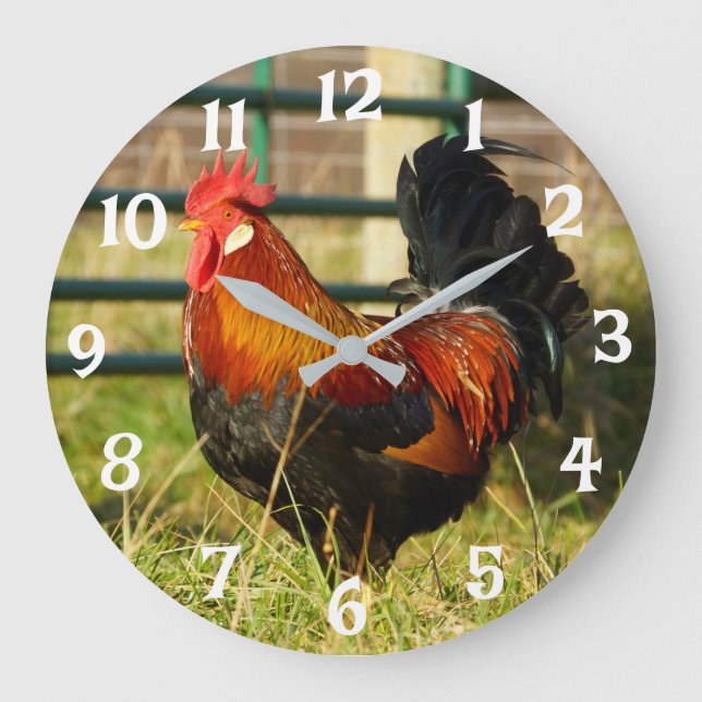 Reloj de pared de gallo ruso redondo (Anverso)