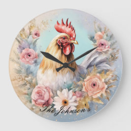 Reloj de pared de gallos de cultivo