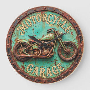 Reloj de pared de garaje de motocicleta vintage, c
