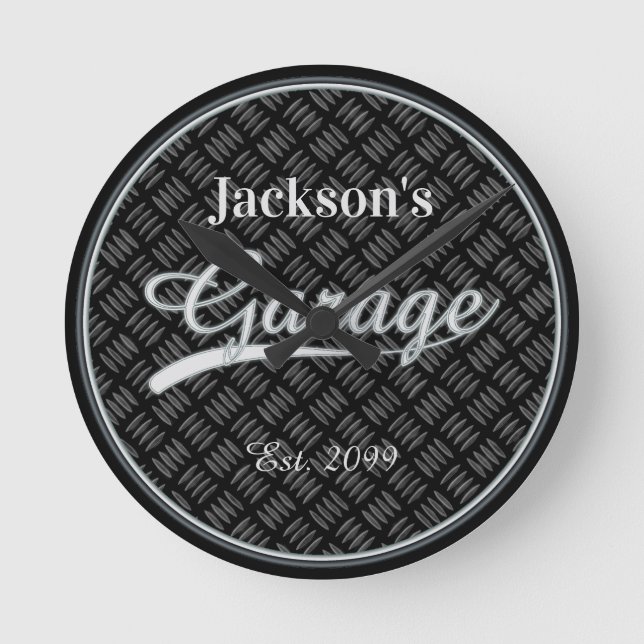 Reloj de pared de garaje gris clásico (Anverso)