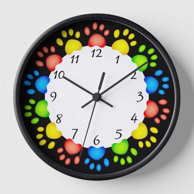 Reloj de pared de garras de perro (Anverso)