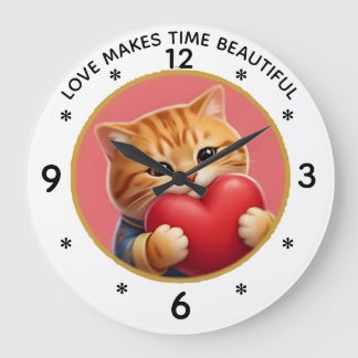 Reloj de pared de gato atigrado naranja lindo con
