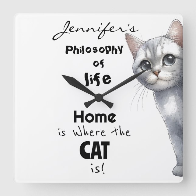 Reloj de pared de gato corto (Anverso)
