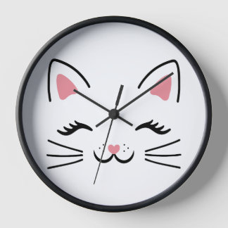 Reloj de pared de gato corto
