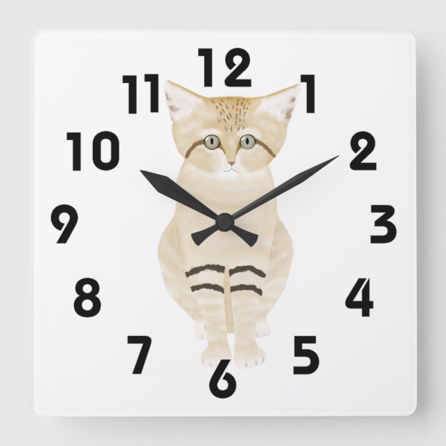 Reloj de pared de gato de arena (Anverso)