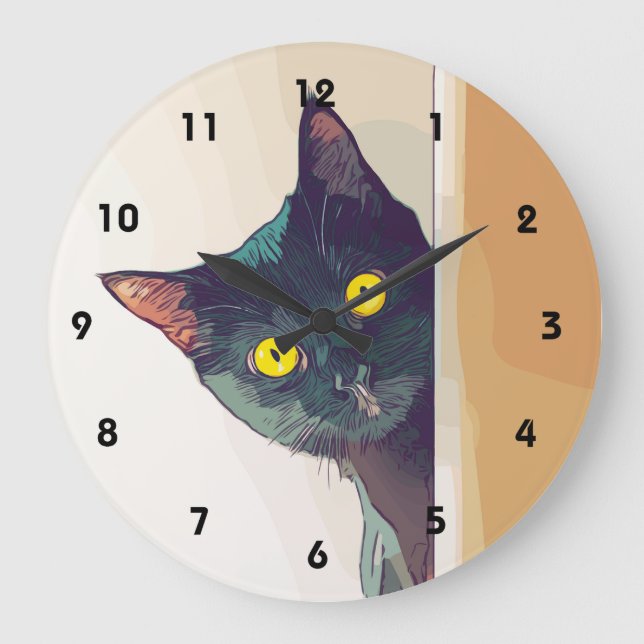 Reloj de pared de gato de búsqueda (Anverso)