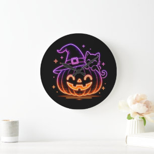 Reloj de pared de gato de calabaza de Halloween ne