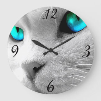 Reloj de pared de gato de ojos azules