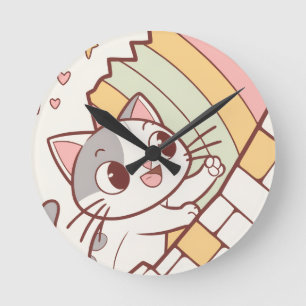 Reloj de pared de gato Kawaii lindo 