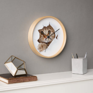 Reloj de pared de gato kitty   Whimsical Cat Lover