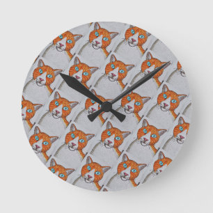 Reloj de pared de gato naranja y blanco