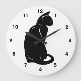 Reloj de pared de gato negro