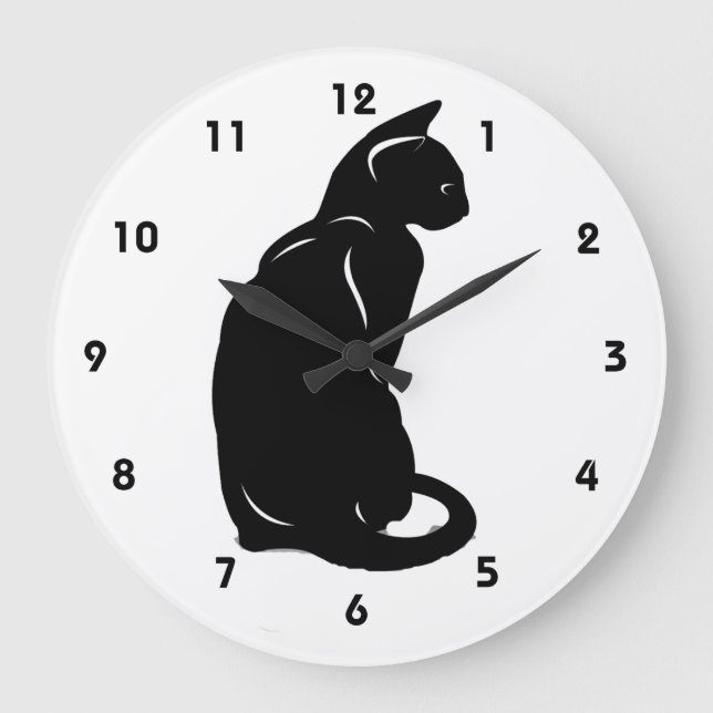 Reloj de pared de gato negro (Anverso)