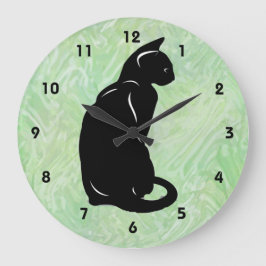 Reloj de pared de gato negro