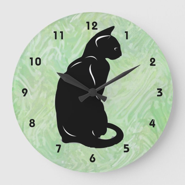 Reloj de pared de gato negro (Anverso)