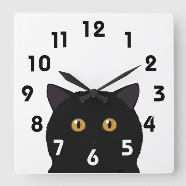 Reloj de pared de gato negro (Anverso)