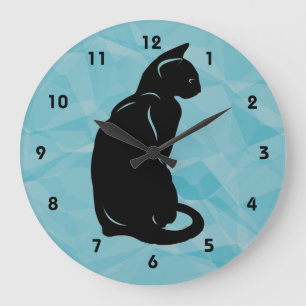 Reloj de pared de gato negro