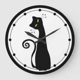 Reloj de pared de gato negro