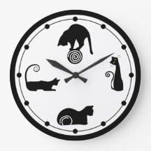 Reloj de pared de gato negro