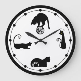 Reloj de pared de gato negro