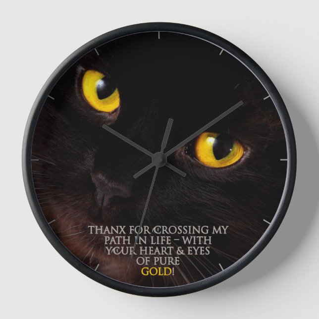 Reloj de pared de gato negro (Anverso)