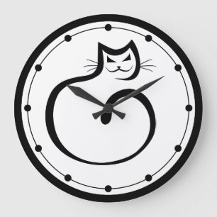 Reloj de pared de gato negro