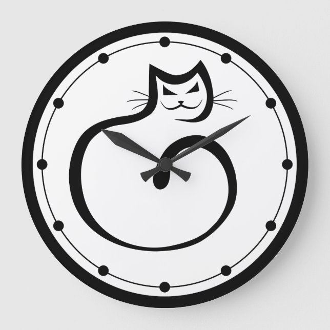 Reloj de pared de gato negro (Anverso)
