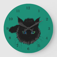 Reloj de pared de gato negro - Colores Personaliza