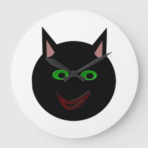 Reloj de pared de gato negro de Halloween