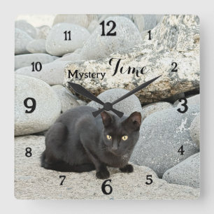 Reloj de pared de gato negro - Hora Misteriosa