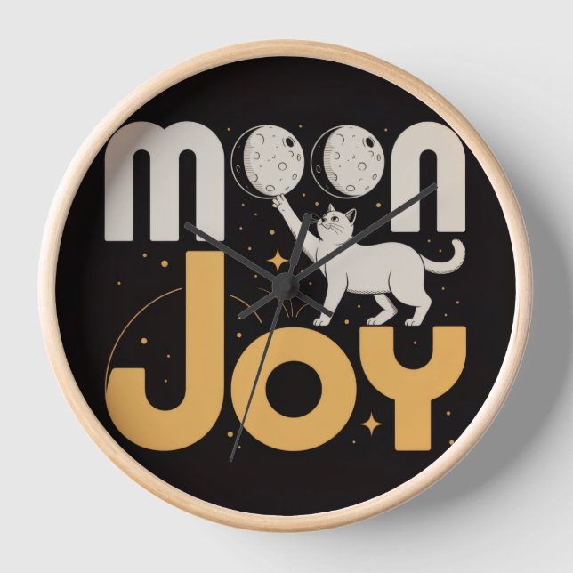Reloj de pared de gato negro Moon Joy (Anverso)