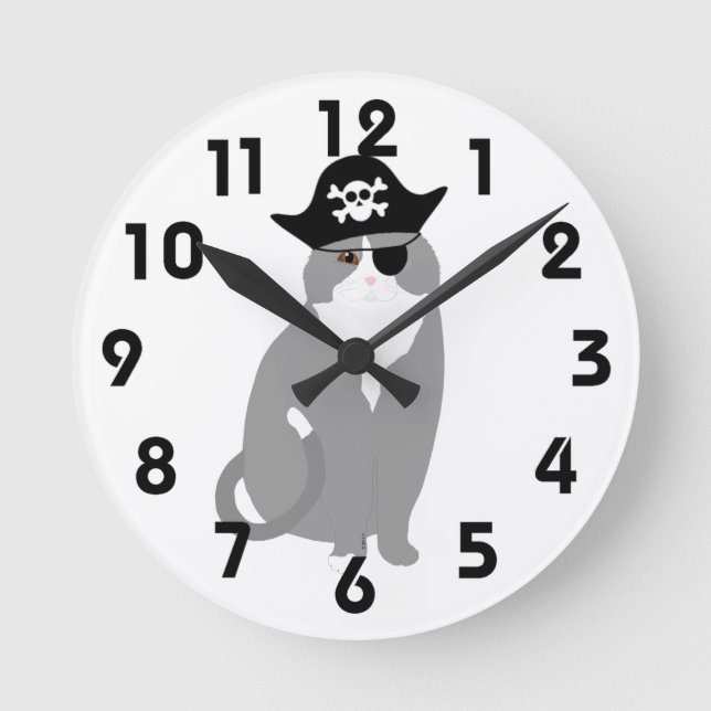 Reloj de pared de gato pirata (Anverso)
