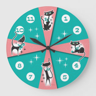 Reloj de pared de gatos negros modernos de mediado