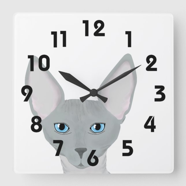 Reloj de pared de gatos Sphynx (Anverso)