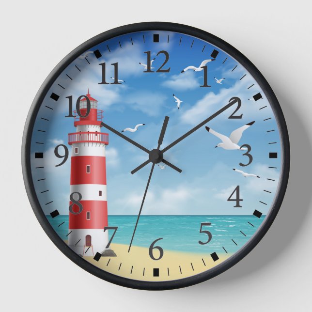 Reloj de pared de gaviota de playa (Anverso)