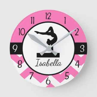 Reloj de pared de gimnasia rosa