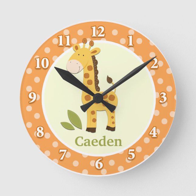 Reloj de pared de Giraffe Jungle Adventure (Naranj (Anverso)