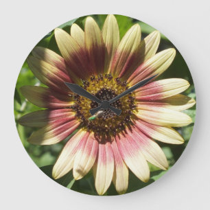 Reloj de pared de girasol amarillo y rojo