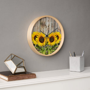 Reloj de pared de girasol estilo campestre