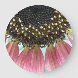Reloj de pared de girasol rosa